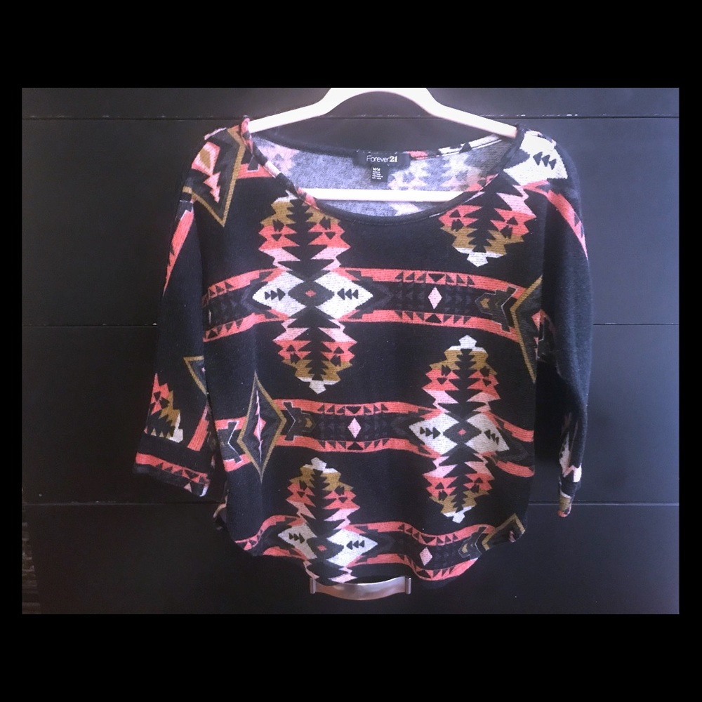 Crop Tribal Scallop Top